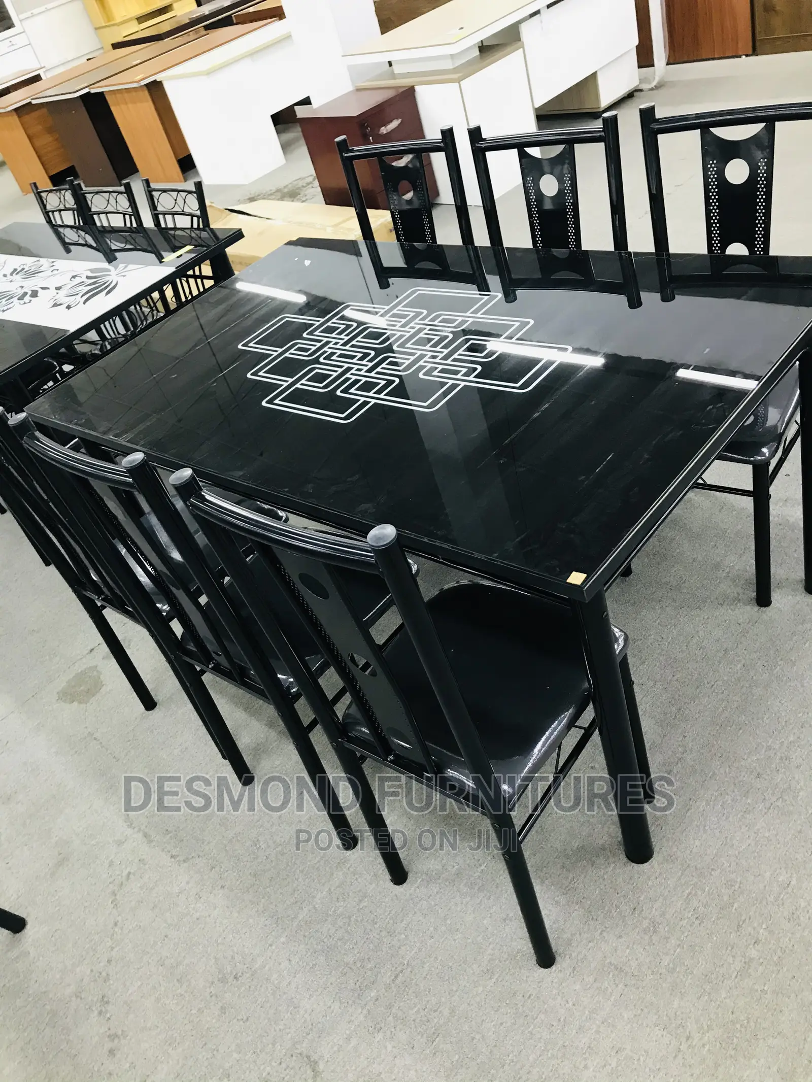 Dining Table With Six Chairs ( Glass )