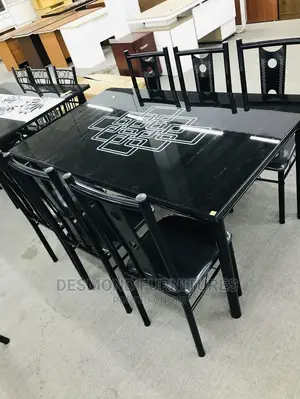 Dining Table With Six Chairs ( Glass )