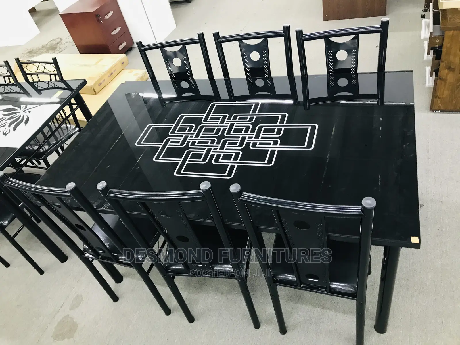 Dining Table With Six Chairs ( Glass )
