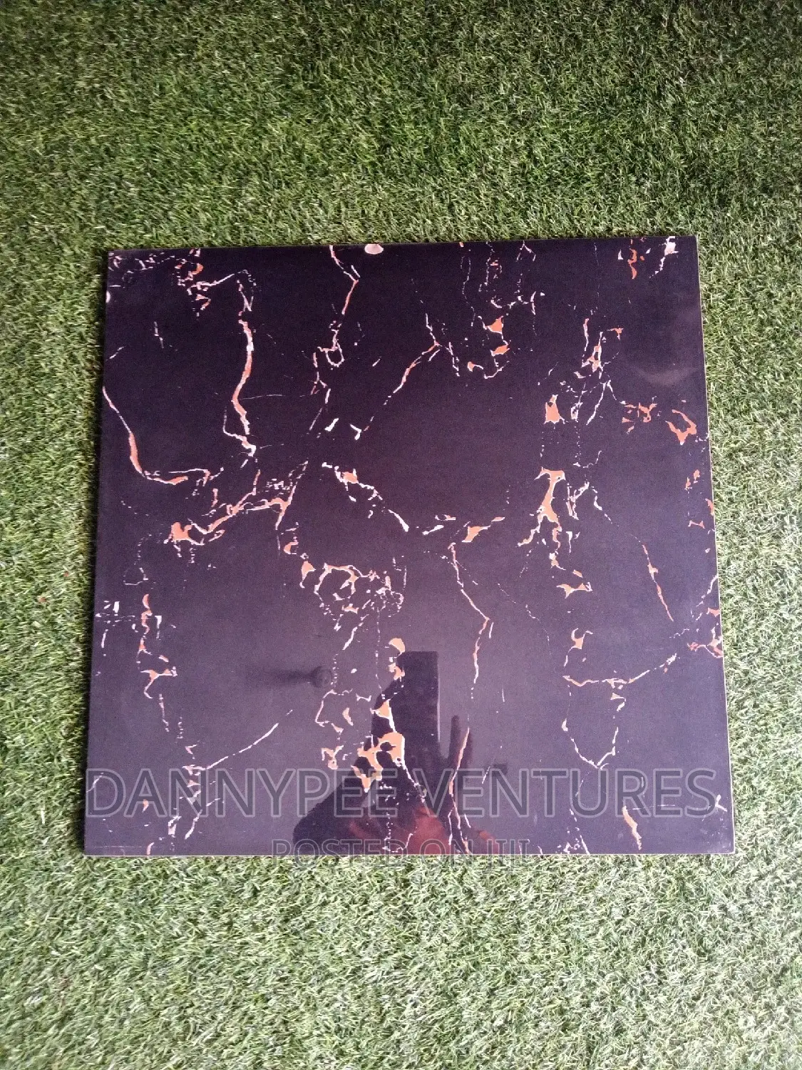 Black With White or Gold Polish Floor Tiles