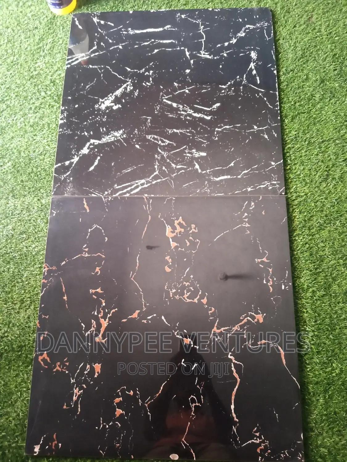 Black With White or Gold Polish Floor Tiles