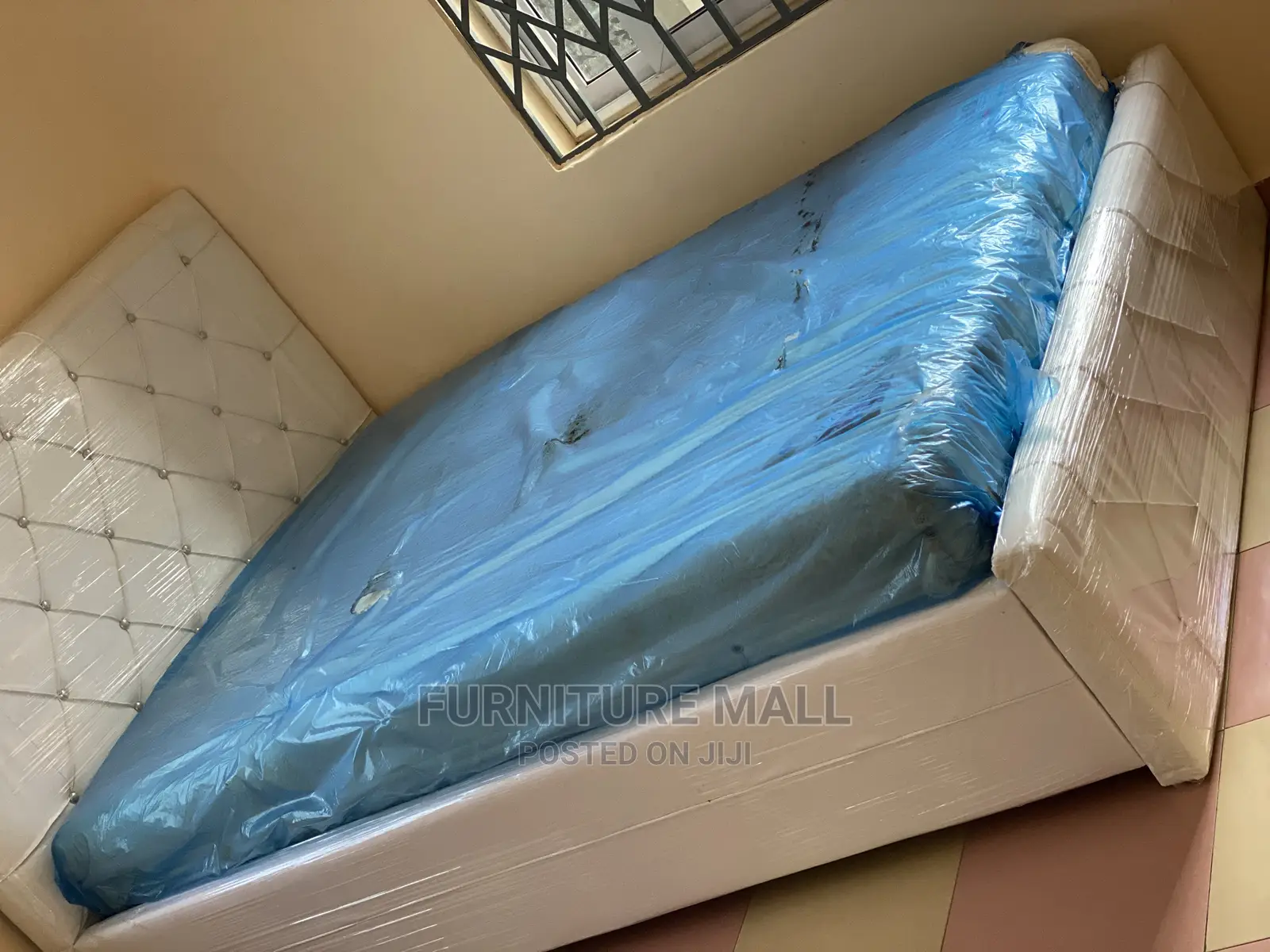 White Queensize Bed With Mattress. Free Delivery