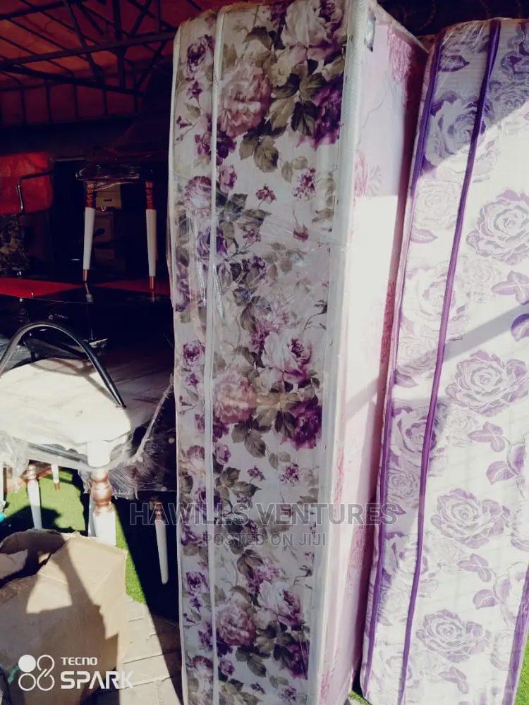 Double Bed With Flower Design Inbuilt Mattress