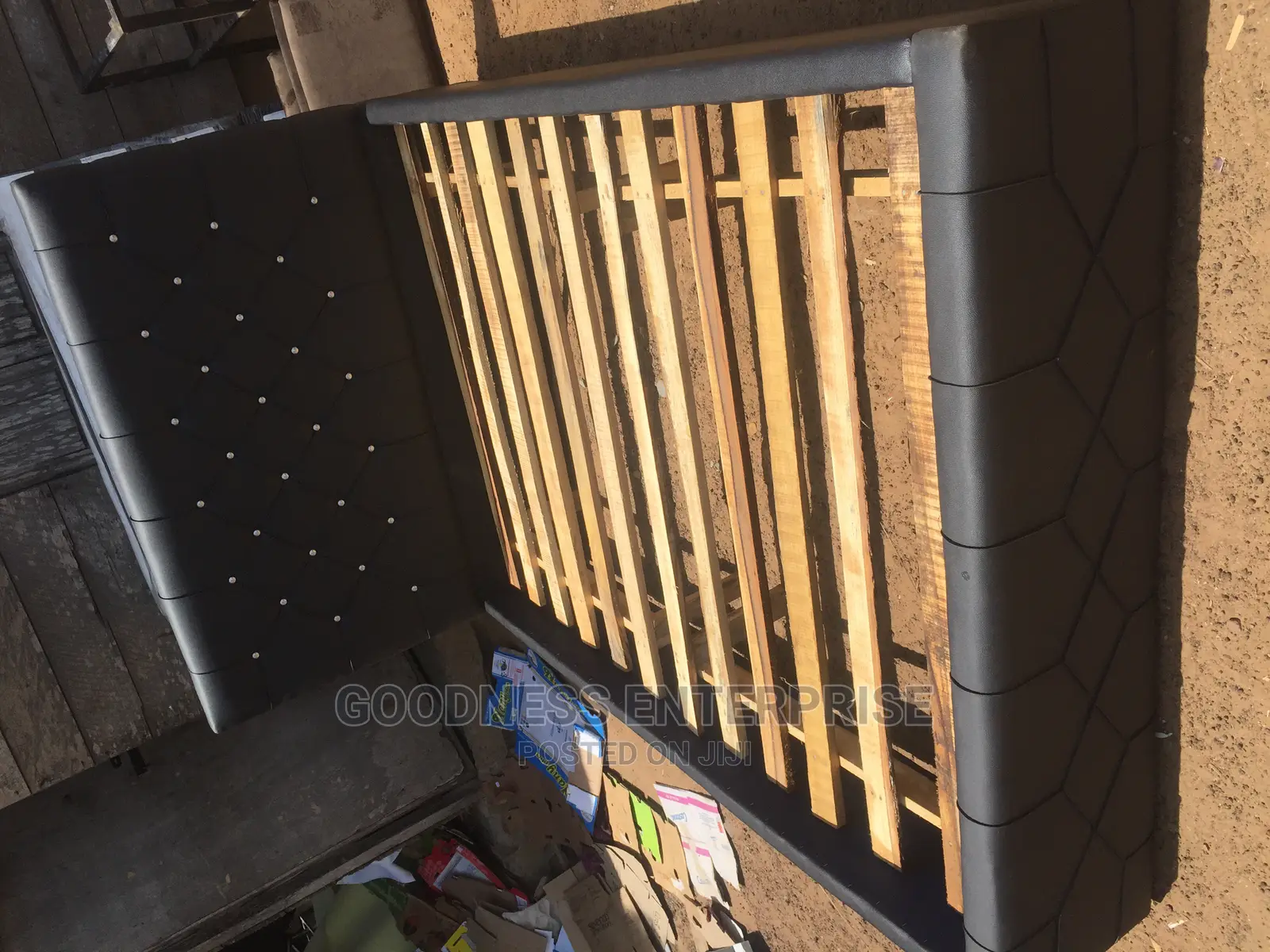 Black Double Leather Bed Frame