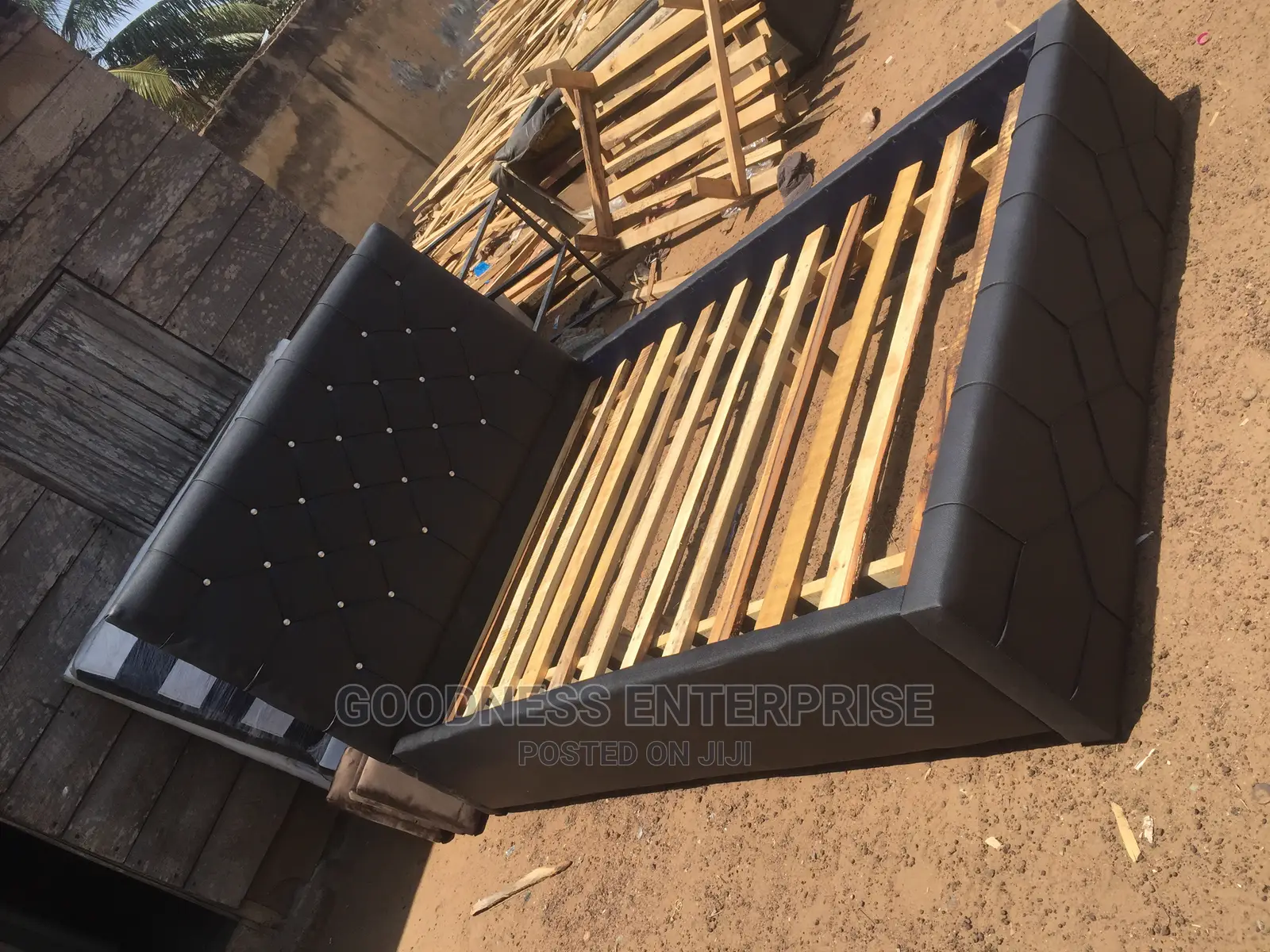 Black Double Leather Bed Frame