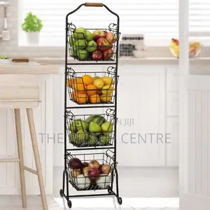 4 Tier Metal Floor Standing Fruit/Home Storage Market Basket