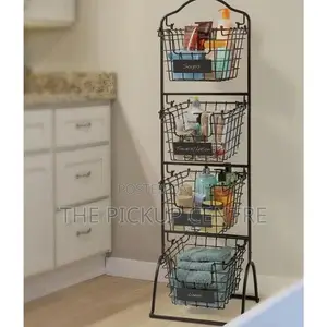 4 Tier Metal Floor Standing Fruit/Home Storage Market Basket