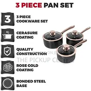 Tower Saucepan Set Non-Stick Ceramic Coating,Black Rose Gold