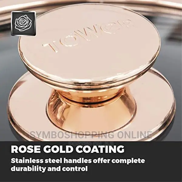 Tower Saucepan Set Non-Stick Ceramic Coating,Black Rose Gold
