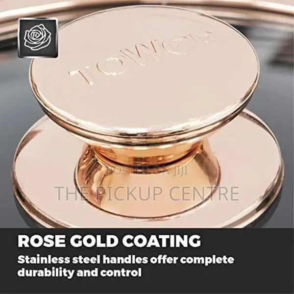 Tower Saucepan Set Non-Stick Ceramic Coating,Black Rose Gold