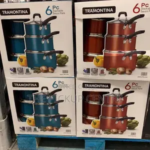 Tramontina 6-Piece Stackable Nonstick Sauce Pan Set .