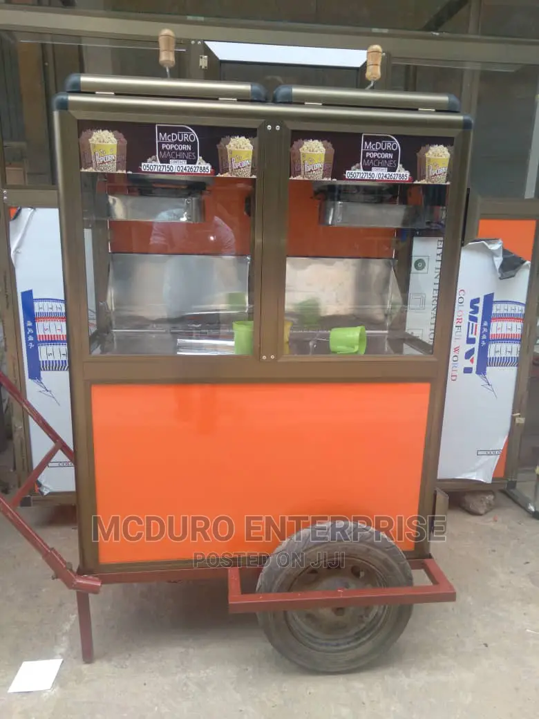 Double Popcorn Machine on Wheels