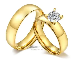 Gold-Filled 2-Piece Set Couple Engagement/Wedding Band