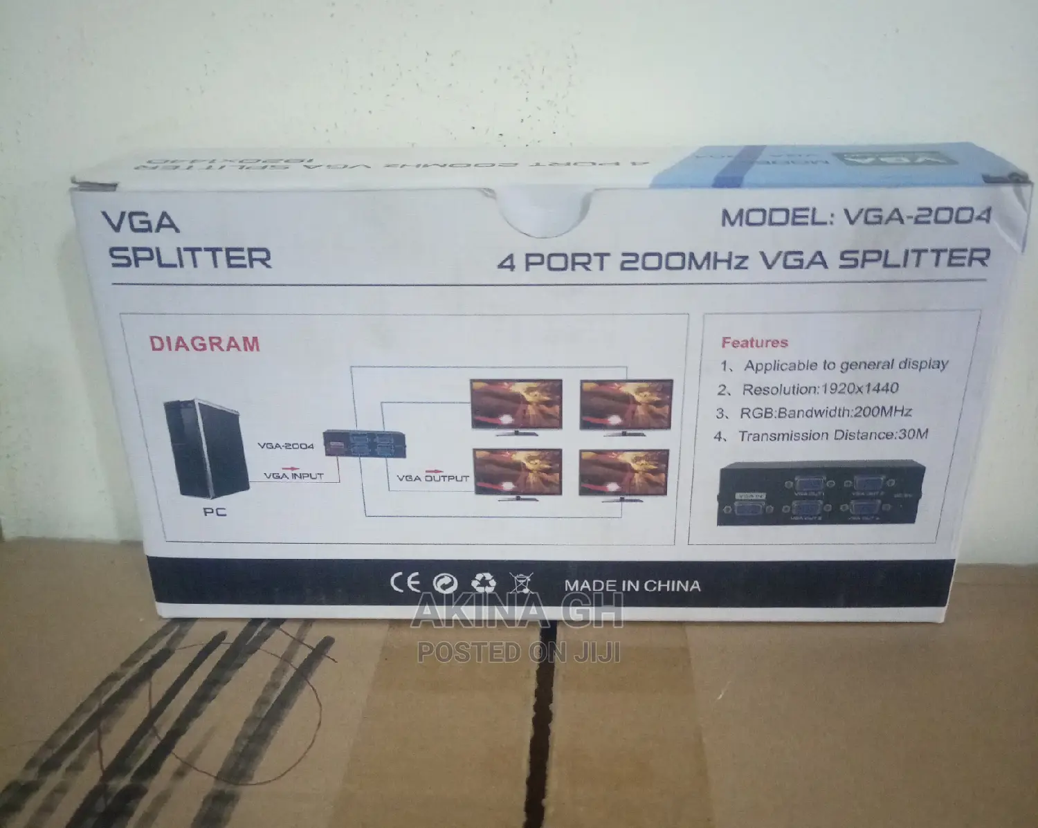 4 Port 200mhz 1x4 VGA Splitter
