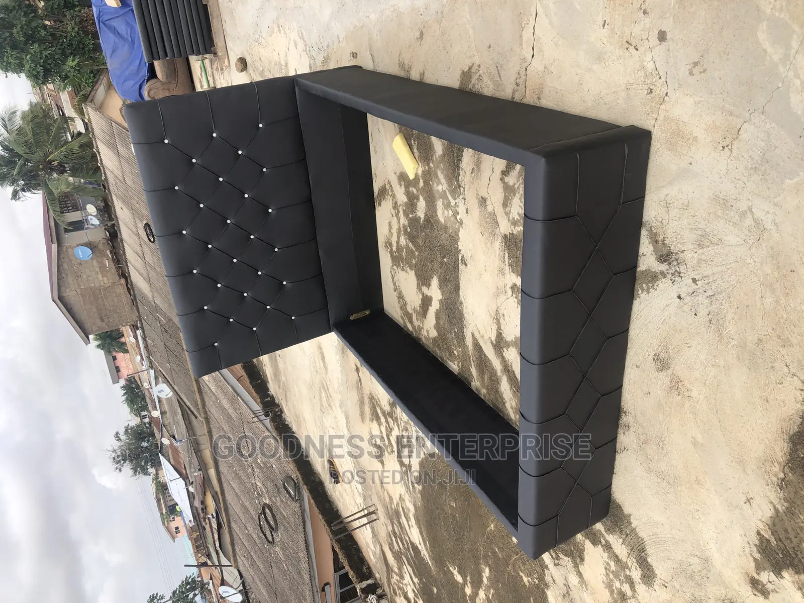 Black Double Leather Bed Frame