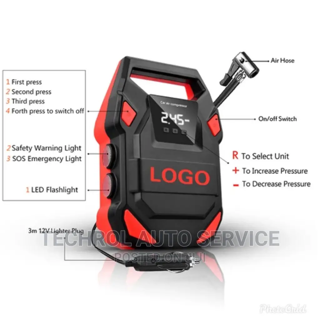Digital Car Tyre Pump With Led Lights