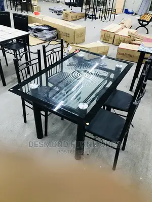 Dining Table With 4 Chairs ( Glass )