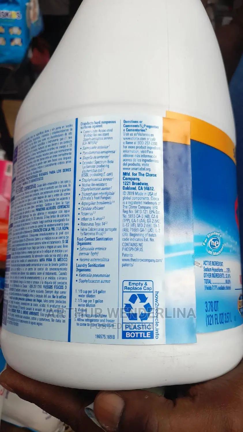 USA Clorox Commercial Germicidal Bleach Liquid - 3.57L