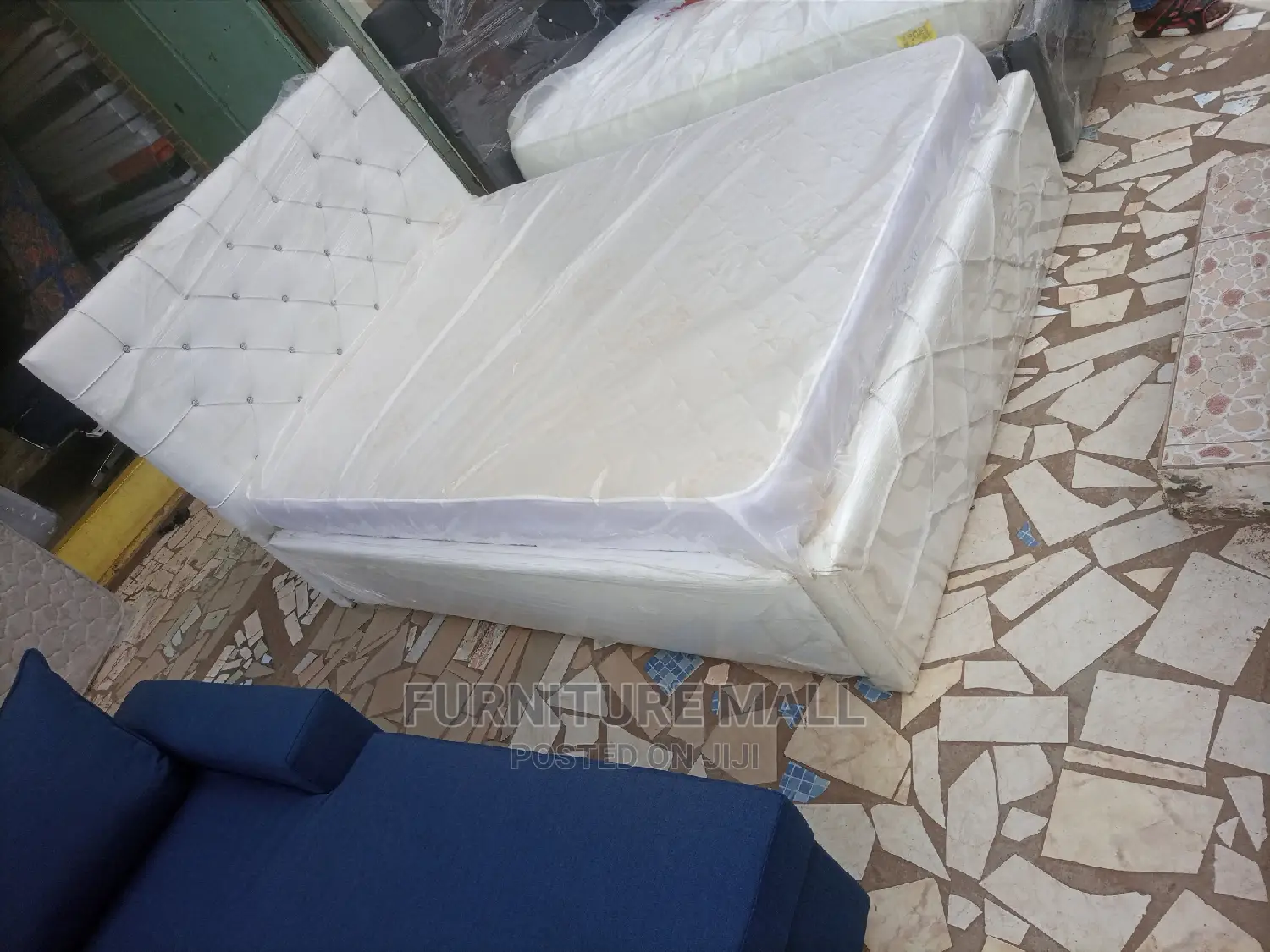Pure White Double Bed With Mattress . Free Delivery