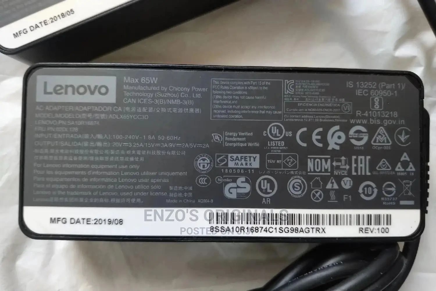 Original Lenovo Usb-c Power Adapter 65watt