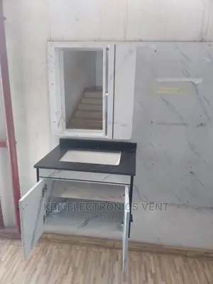 Suspended Basin With Cabinet Mirror