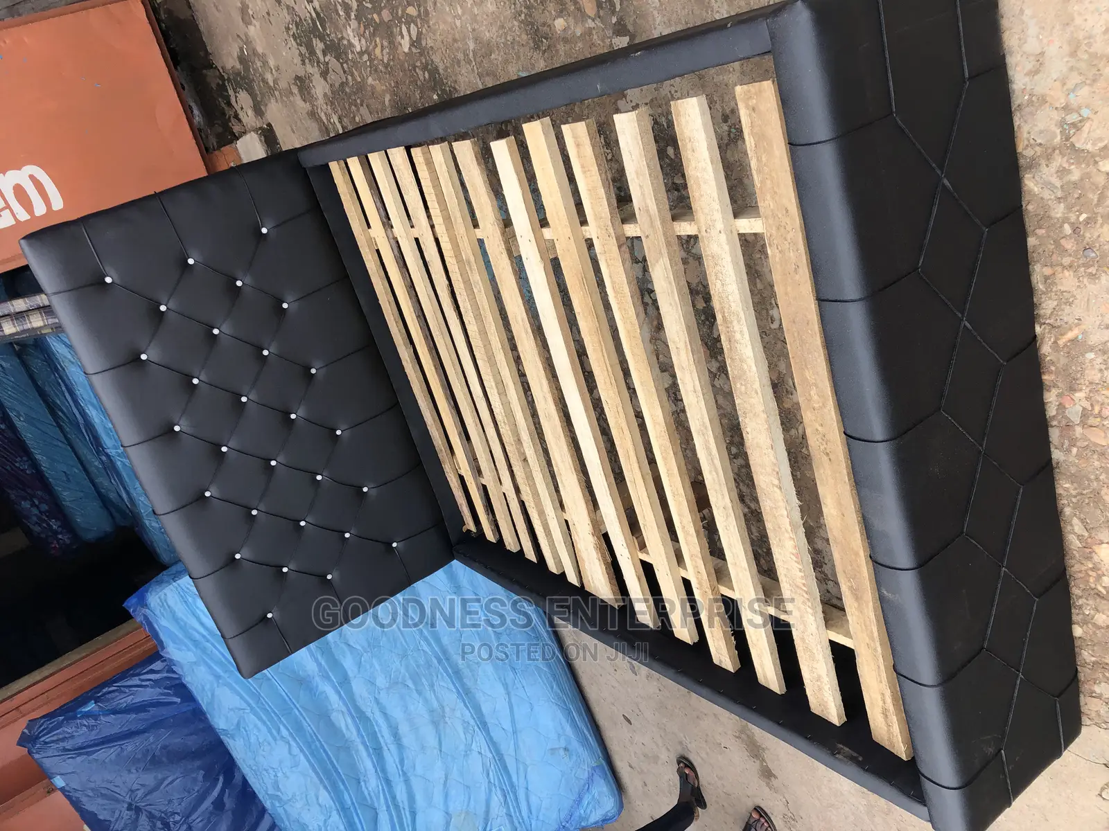 Double Leather Bed Frame