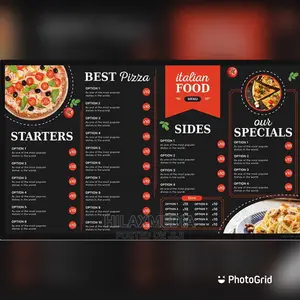 Digital Menu Design for Restaurants, Pubs , Bars and Shops