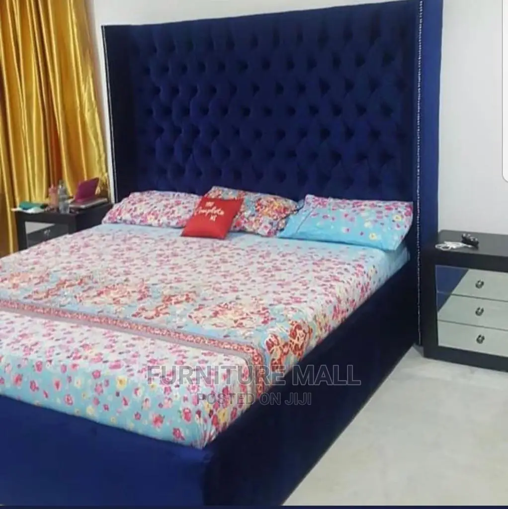 Blue Black Kingsize Bed With Mattress . Free Deliv