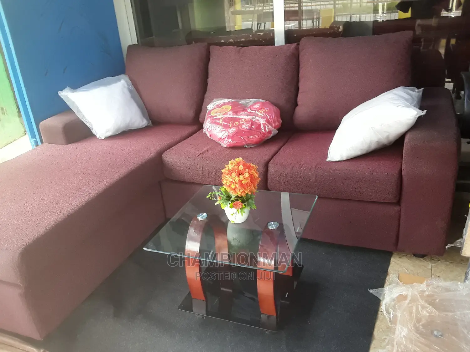 Italian Sofa L Shape Wine Colour