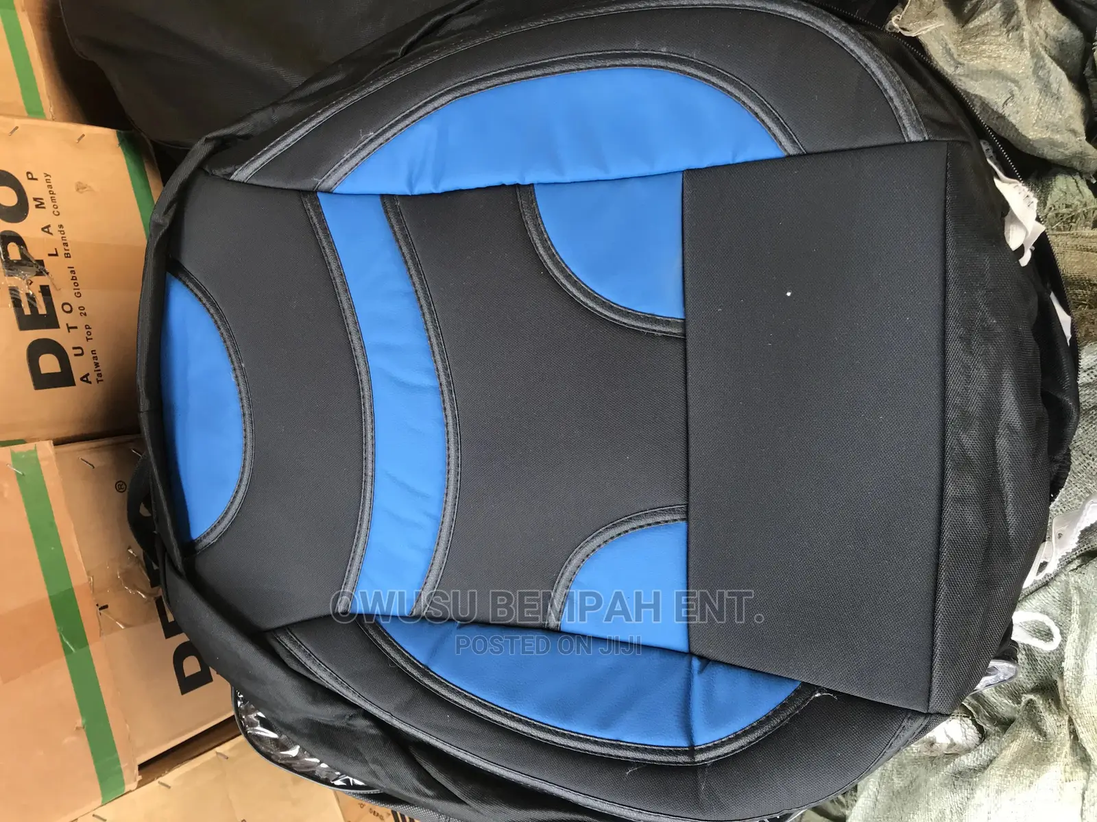 Blue and Black Seat Covers