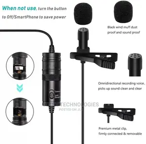 6m Lavalier Sterio Audio Interview Clip Microphone