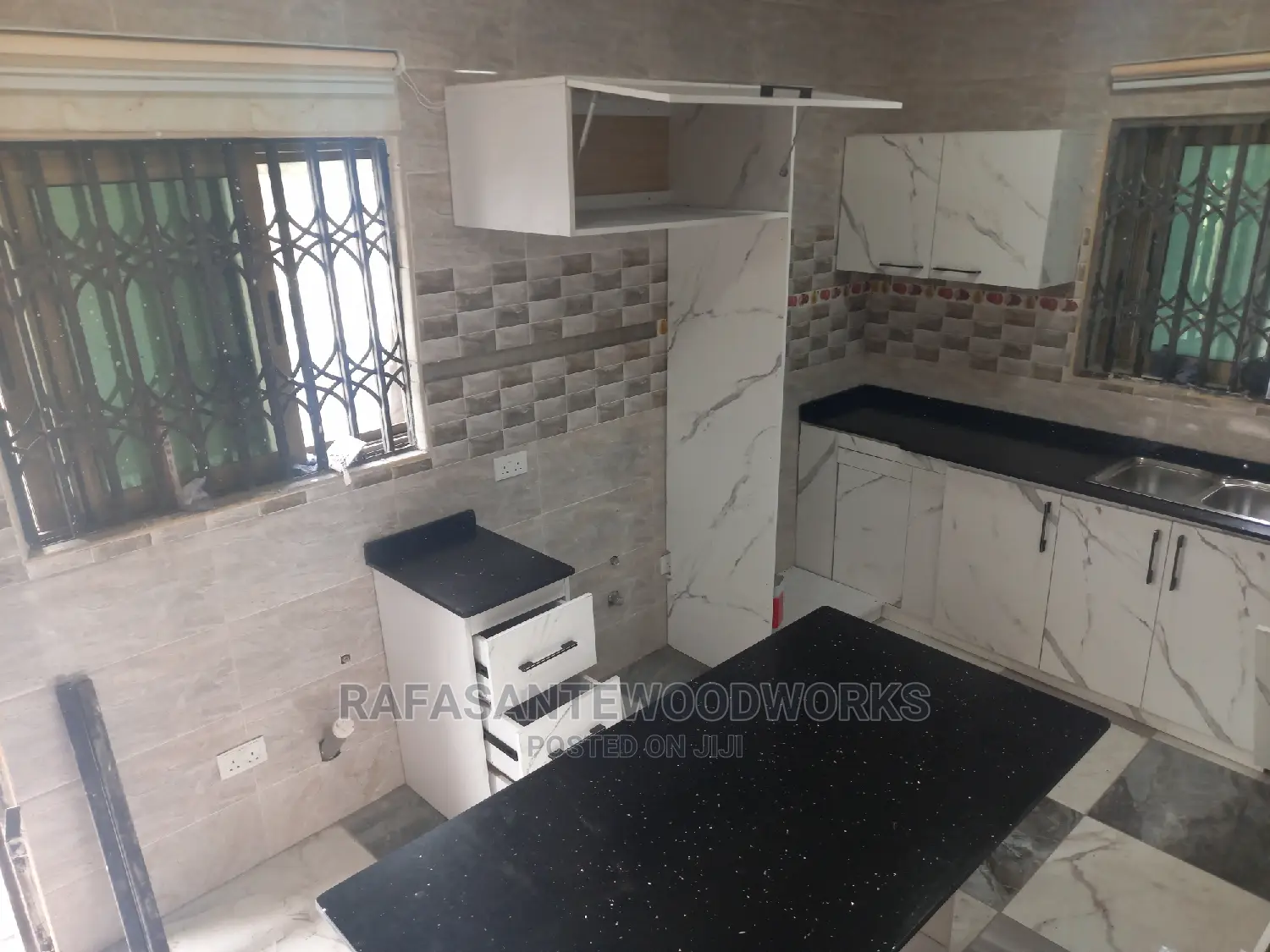 RAF Kitchen Cabinet With Laminated Plywood and Quartz Top