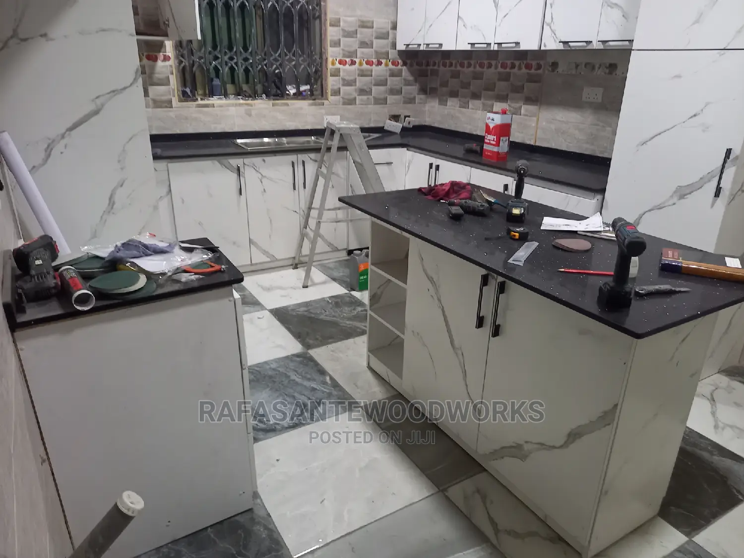 RAF Kitchen Cabinet With Laminated Plywood and Quartz Top