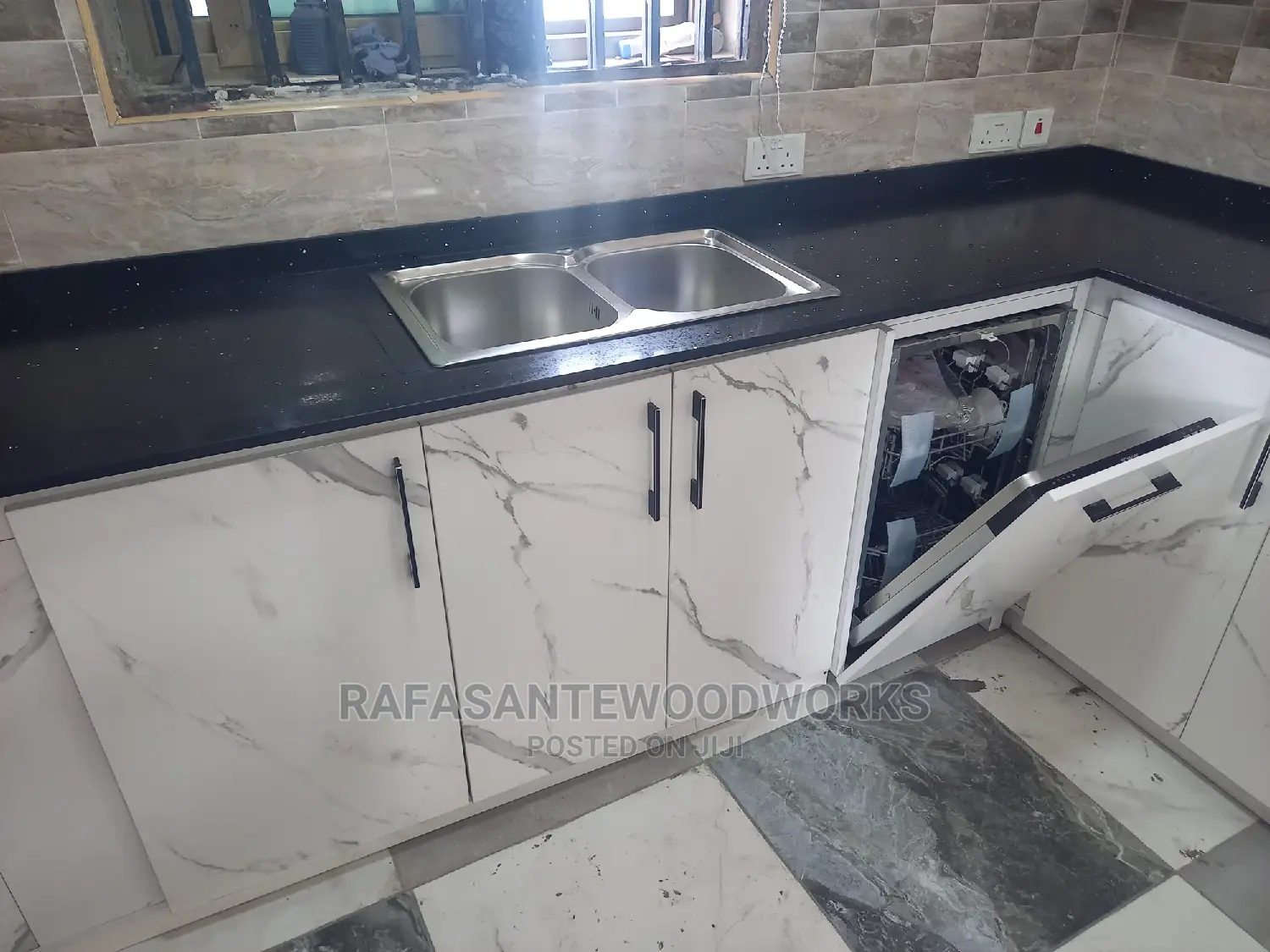 RAF Kitchen Cabinet With Laminated Plywood and Quartz Top