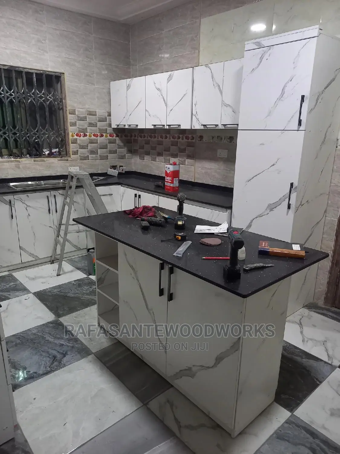 RAF Kitchen Cabinet With Laminated Plywood and Quartz Top