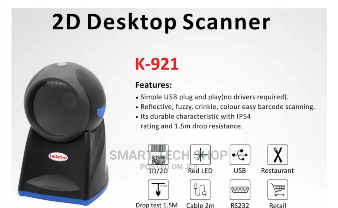 Omnidirectional 2D QR Desktop Barcode Scanner Hands Free