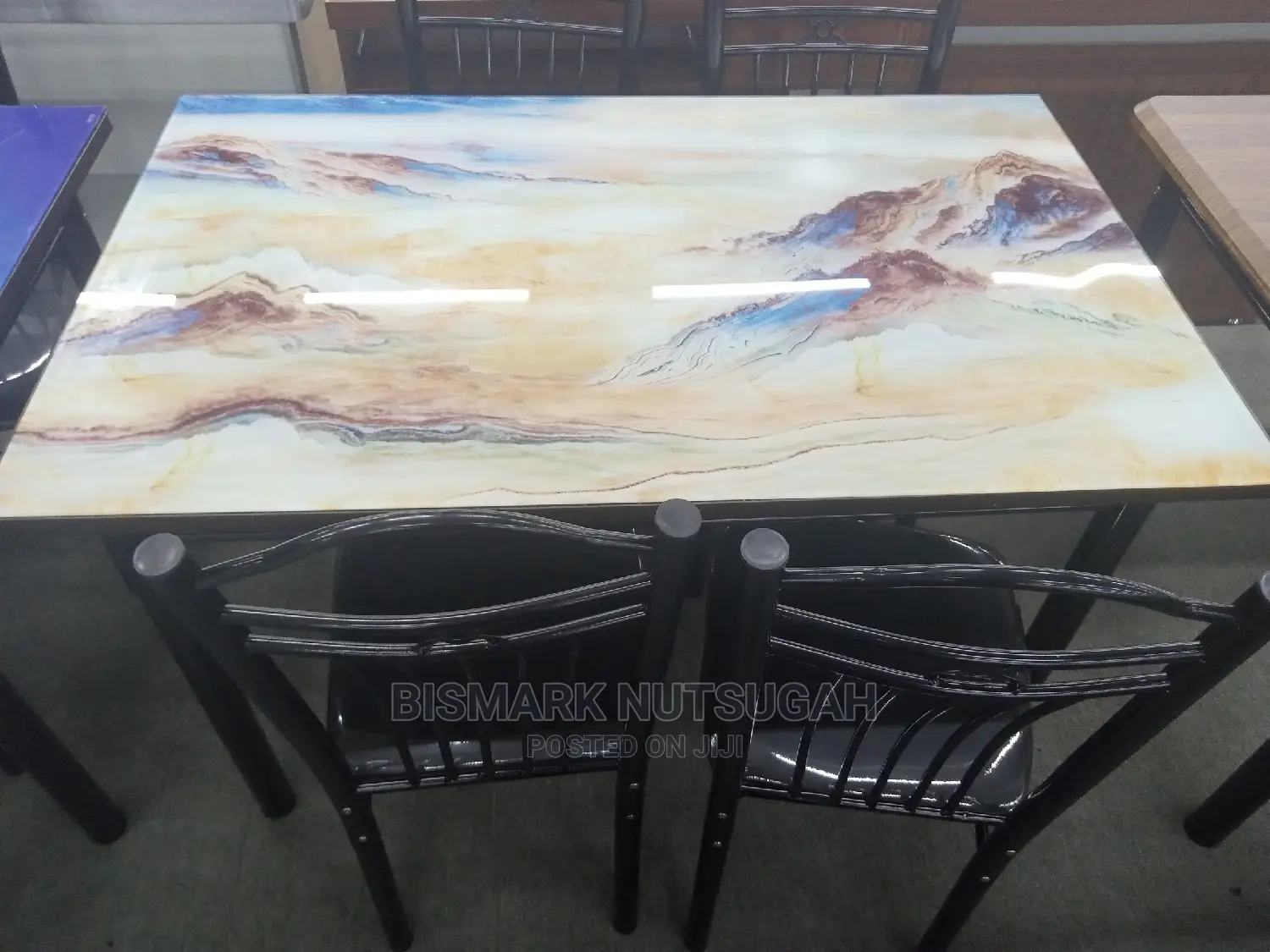 4 Chairs Glass Dining Table
