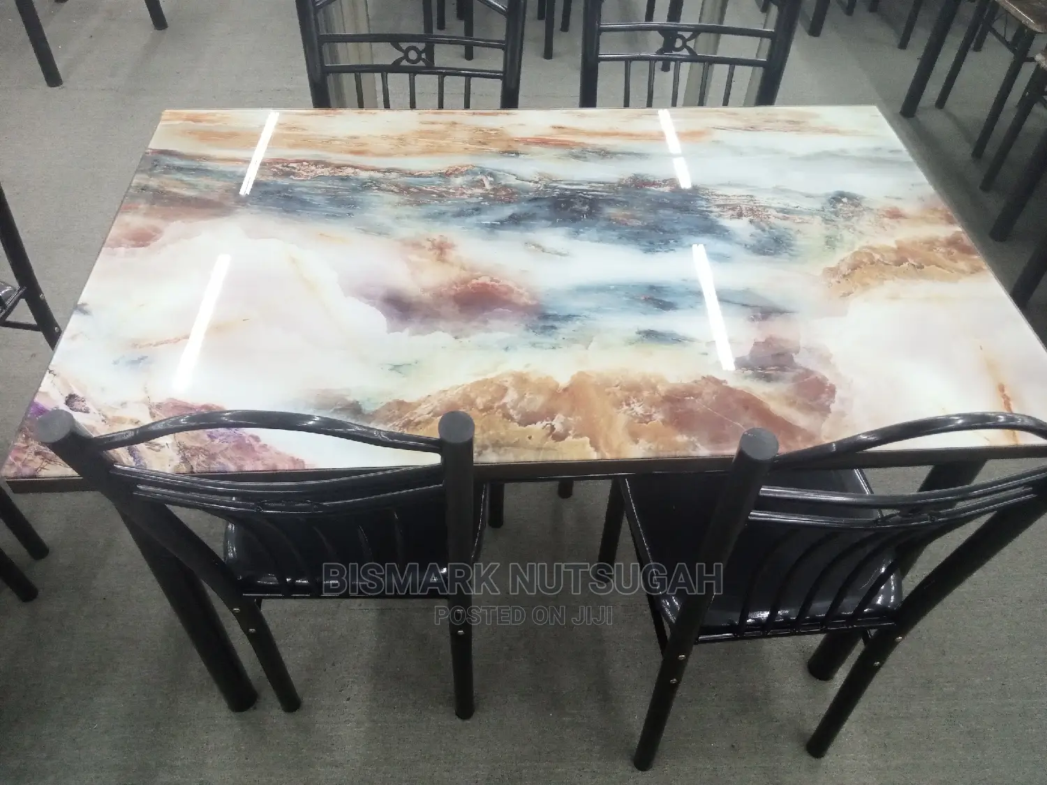 4 Chairs Glass Dining Table