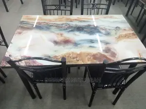 4 Chairs Glass Dining Table