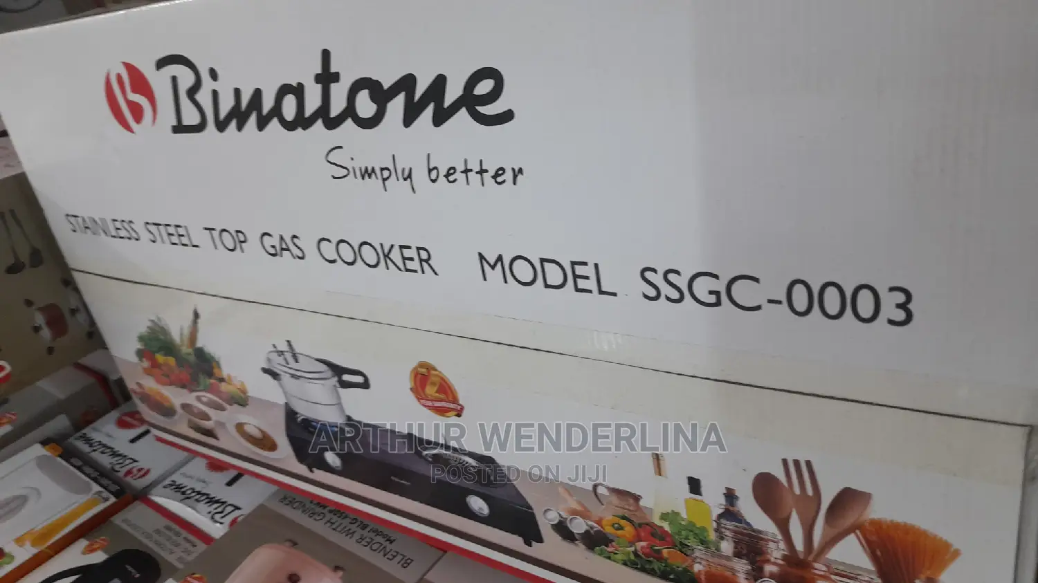 Binatone Table Top Stainless Steel Gas Cooker - Black