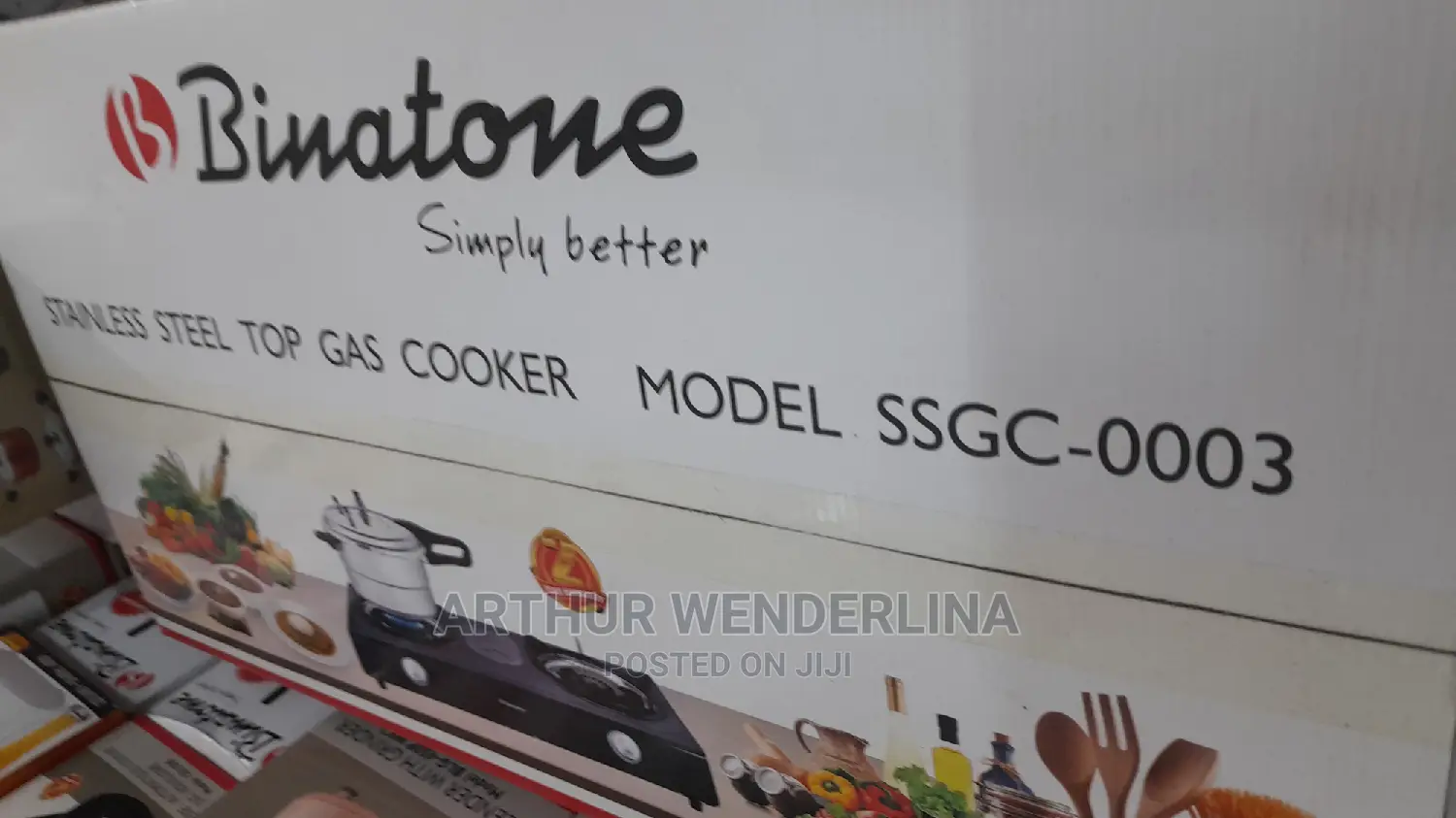 Binatone Table Top Stainless Steel Gas Cooker - Black