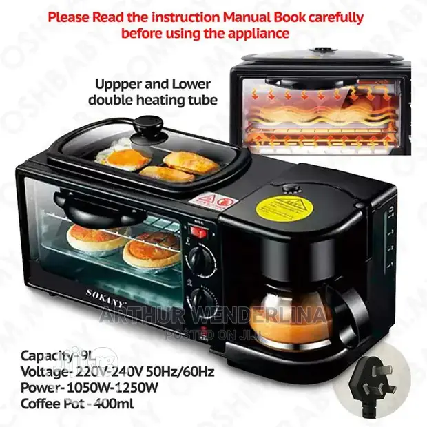 3 in 1 Breakfast Maker ( Frying,Roasting , Making Coffee)