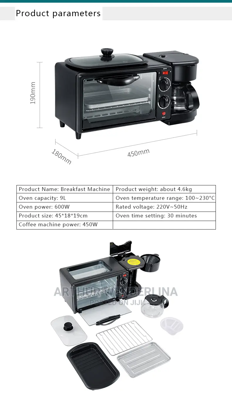 3 in 1 Breakfast Maker ( Frying,Roasting , Making Coffee)