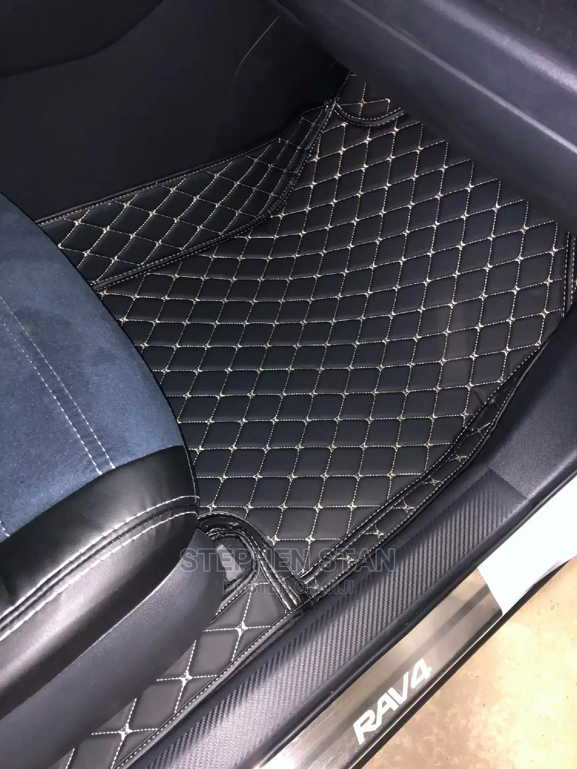 4D High Quality Black Luxury Leather Car Floor Mat Carpet