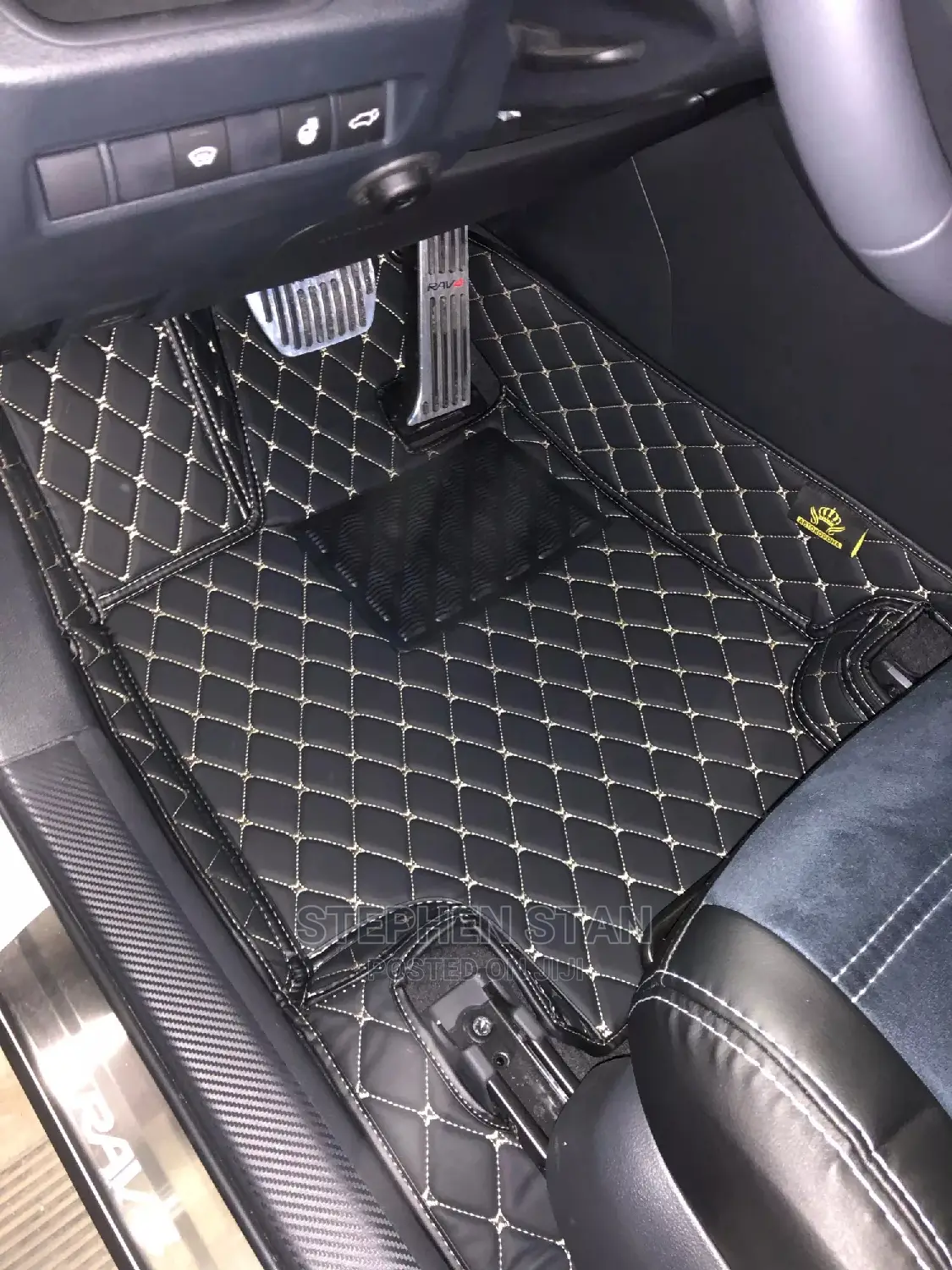 4D High Quality Black Luxury Leather Car Floor Mat Carpet