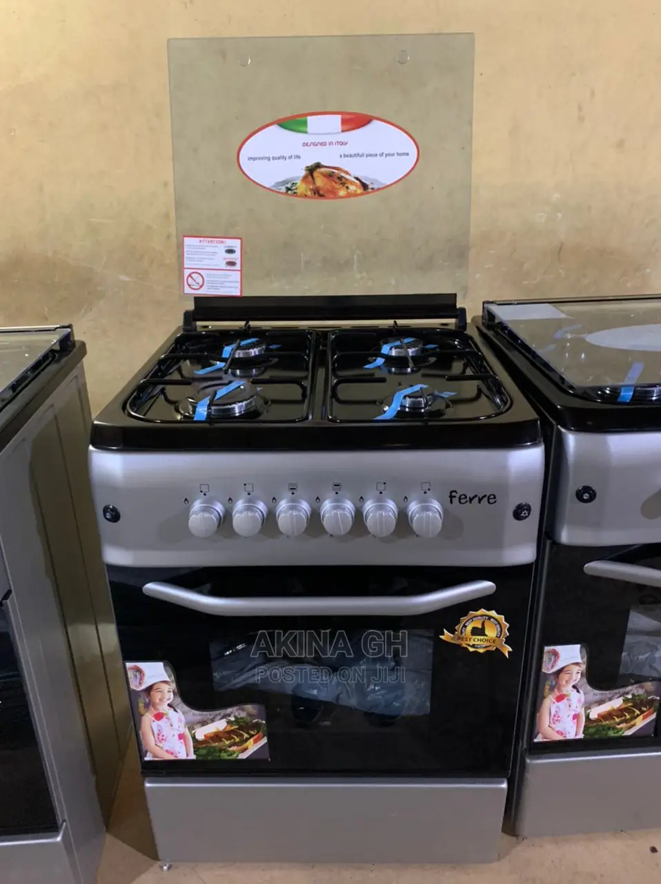 Ferre 60x60 4 Burner Gas Cooker With Oven and Grill