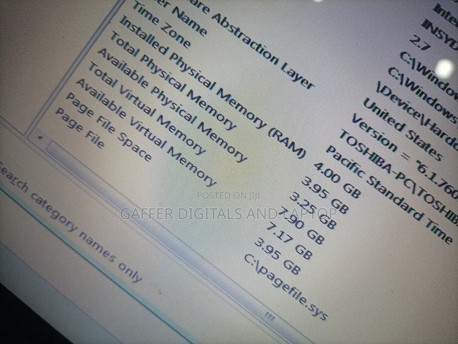 New Laptop Toshiba A30 4GB Intel Core I3 HDD 256GB