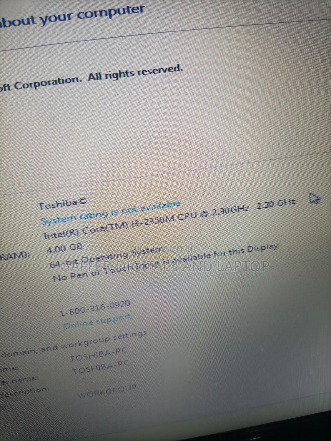 New Laptop Toshiba A30 4GB Intel Core I3 HDD 256GB