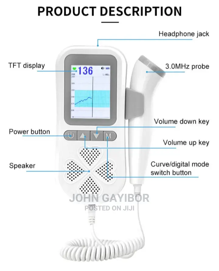 Quality Fetal Doppler/Fetoscope With Warranty+ Free Scan Gel
