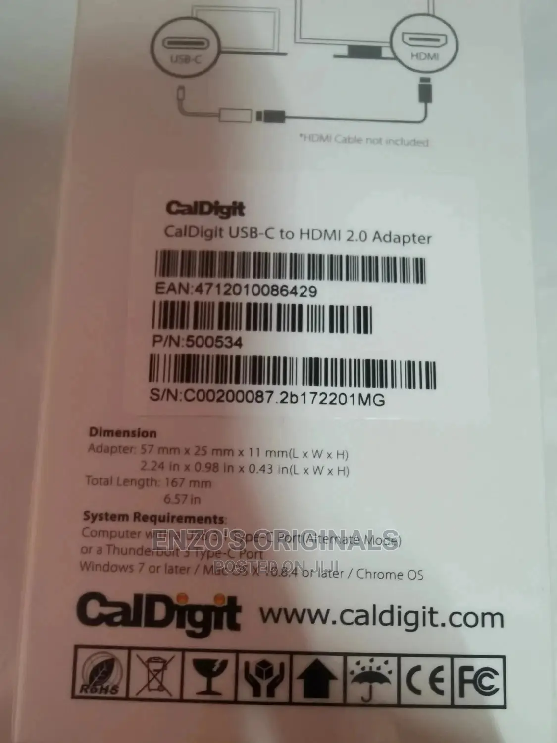 Caldigit Branded Type-c Or USB-C To HDMI 2.0 4kay At 60hz